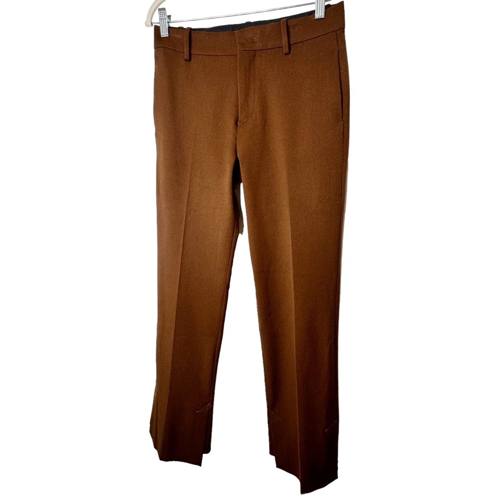 Zara Women Brown Trouser pants Pleated Split Hem XS